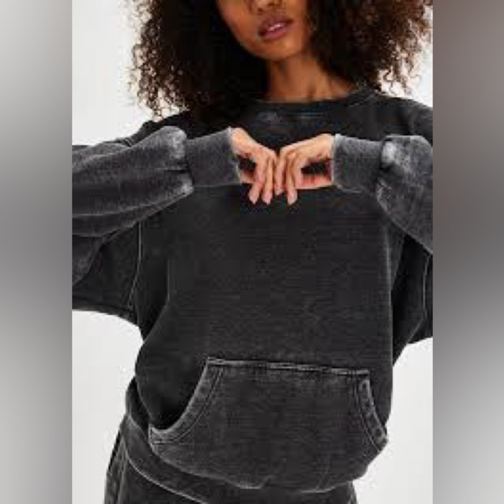 Stylish Black Washed Sweatshirt Free People